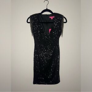 Betsey Johnson - Sequin Black Mini Dress - Size XS